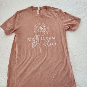 Bella Canvas Dusty Rose "Bloom with Grace" Floral Graphic Tee, Size M